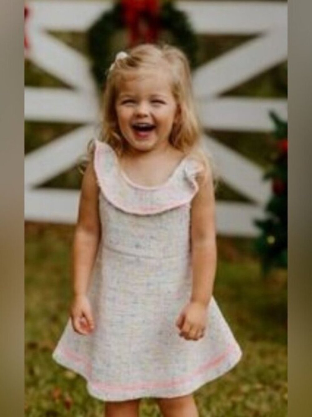Janie and Jack SZ 5 Sleeveless A-Line Pastel Tweed Lined Dress Easter Spring